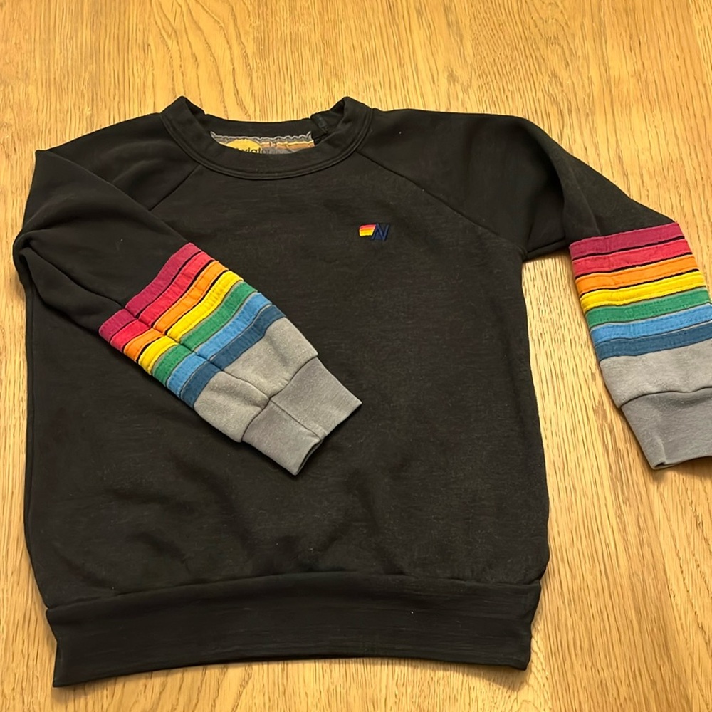 Aviator Nation size 10 black/ grey/ rainbow sweatshirt